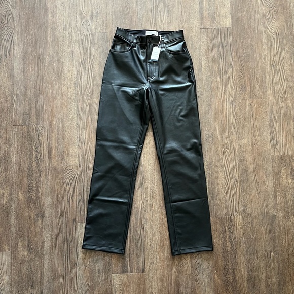 Abercrombie & Fitch Leather 90s Straight Pants - Picture 3 of 5